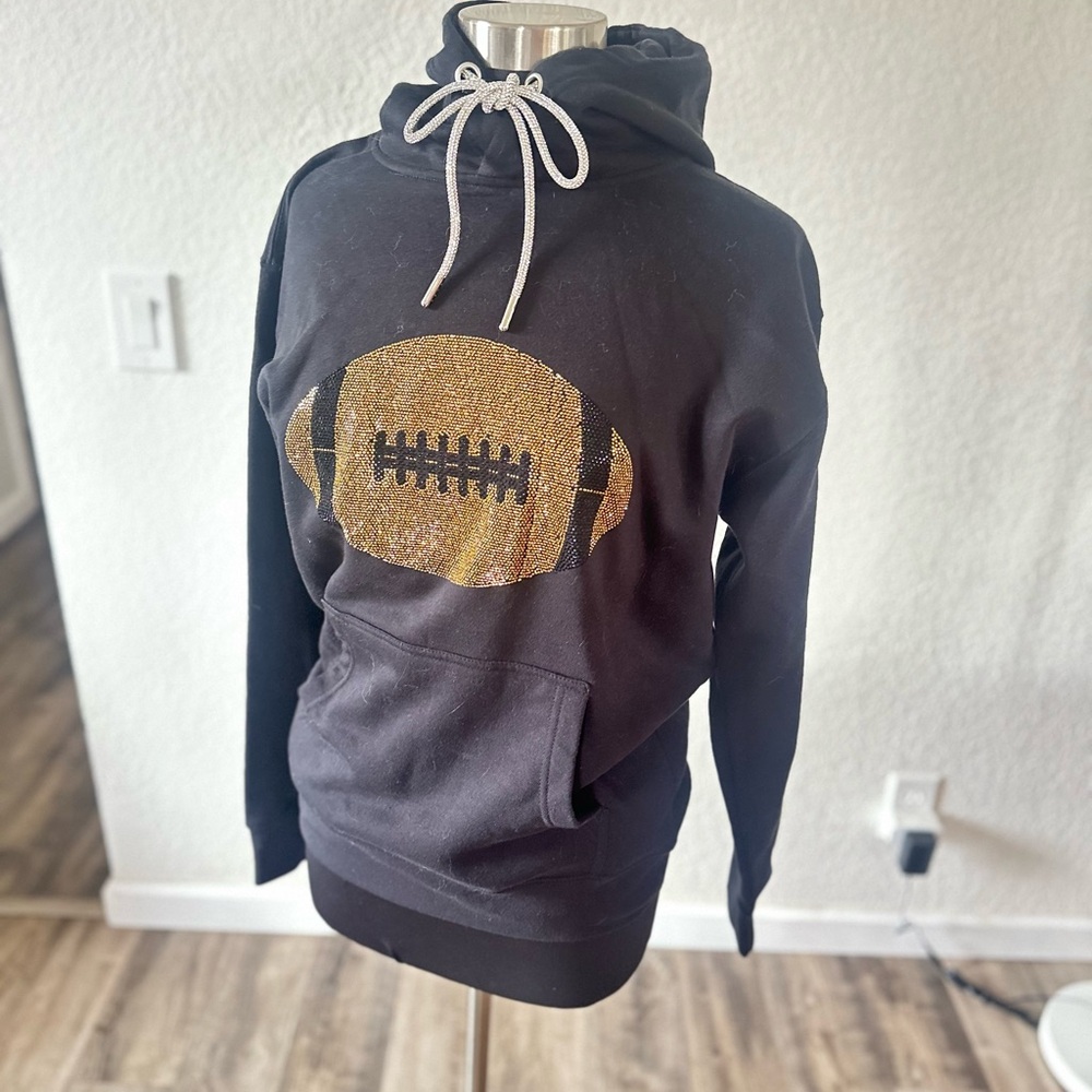🏈 Super Bowl unisex rhinestone bling hoodie 👋 handmade 💎